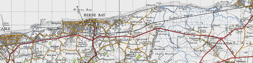 Old map of Hillborough in 1947