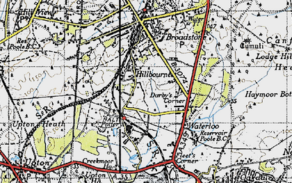 Old map of Hillbourne in 1940