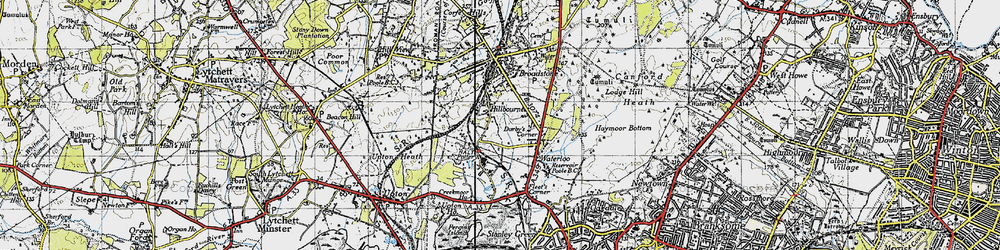 Old map of Hillbourne in 1940