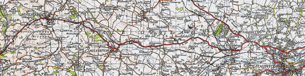 Old map of Hillcommon in 1946
