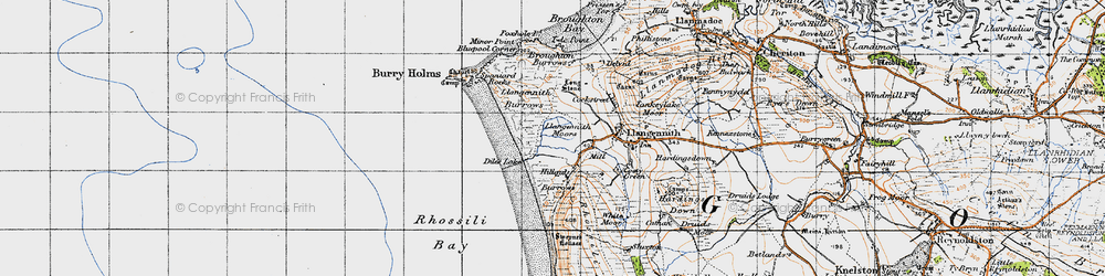 Old map of Broughton Burrows in 1946