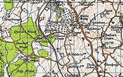 Old map of Hillend Green in 1947