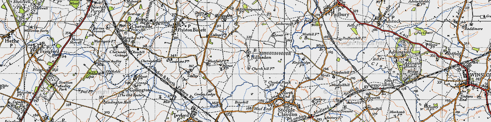 Old map of Hillesden in 1946