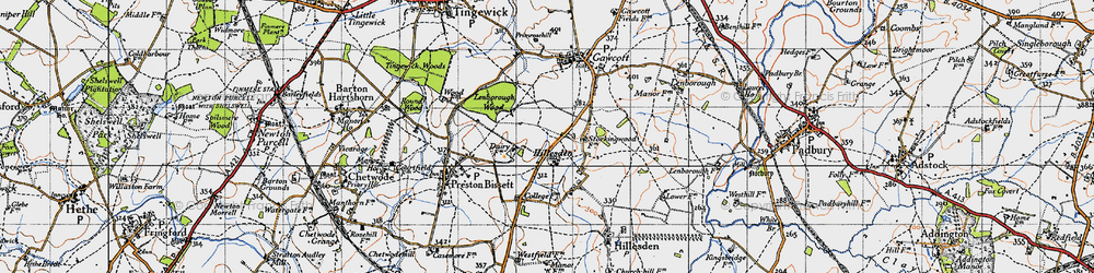 Old map of Hillesden Hamlet in 1946