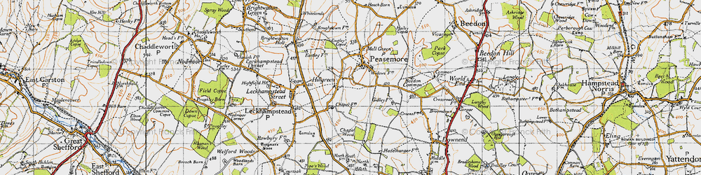 Old map of Hillgreen in 1947