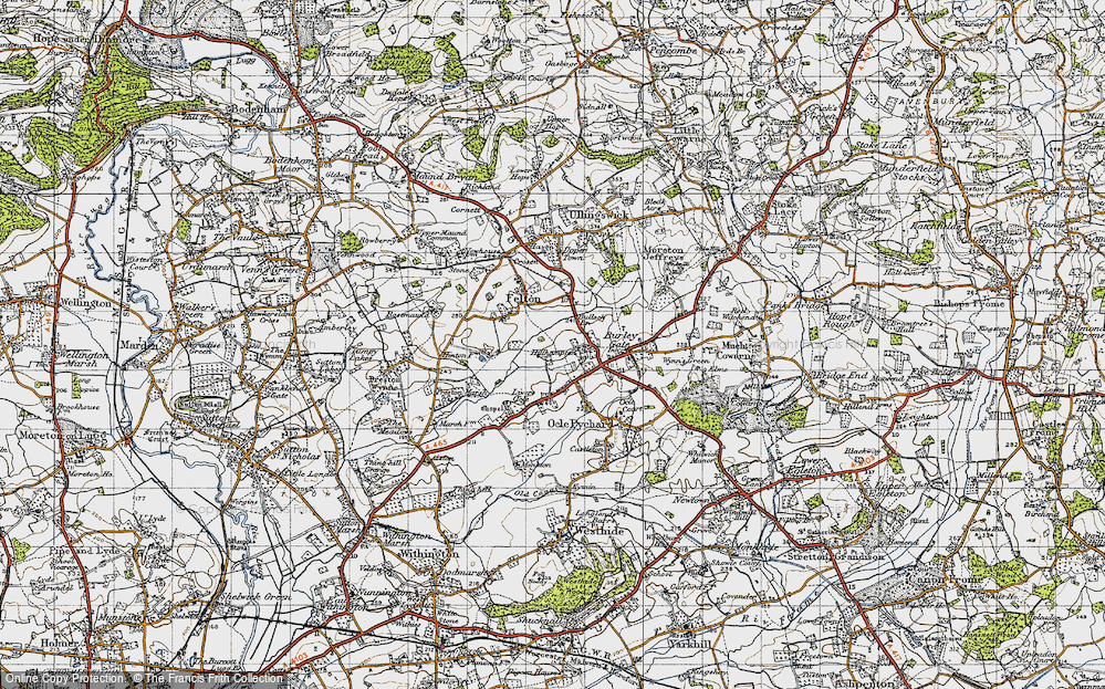 Old Map of Historic Map covering Bullock Br in 1947