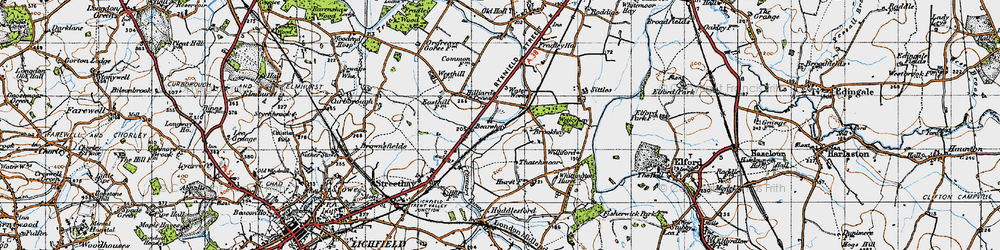 Old map of Wetleyhay Wood in 1946