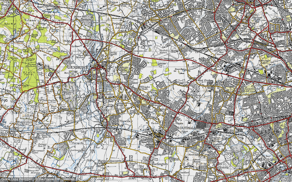 Old Map of Hillingdon, 1945 in 1945