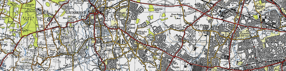 Old map of Hillingdon in 1945