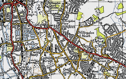 Old map of Hillingdon Heath in 1945