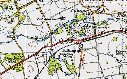 Old map of Hillington in 1946
