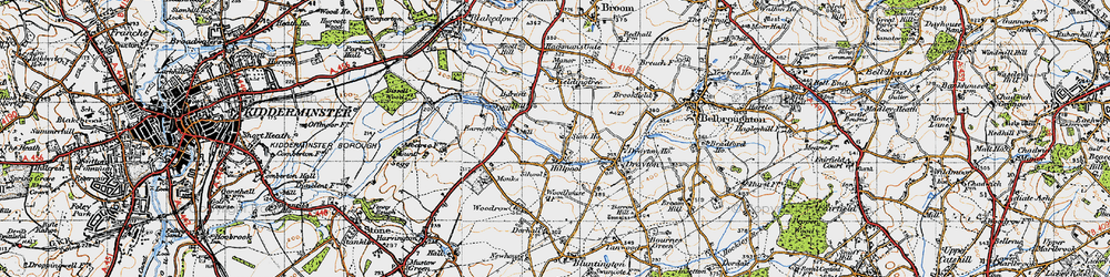 Old map of Hillpool in 1947