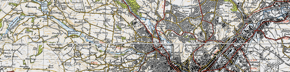 Old map of Hillsborough in 1947