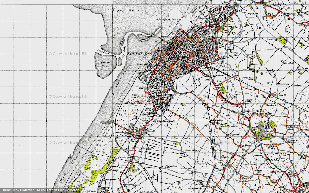 Old Map of Historic Map covering Birkdale Sands in 1947