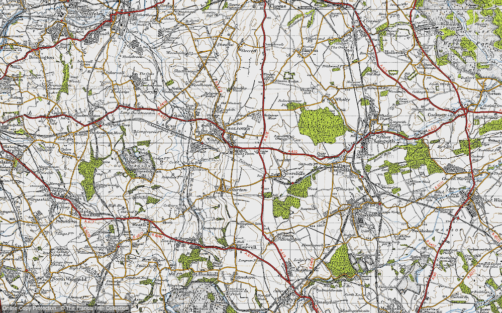 Old Map of Historic Map covering Fox Hill in 1947