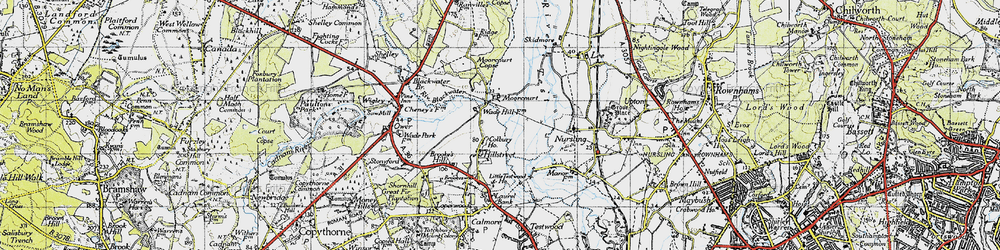 Old map of Broadlands Lake in 1945