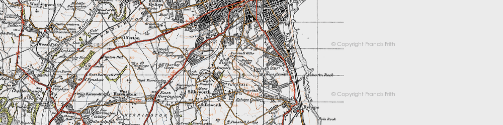Old map of Tunstall Hills in 1947