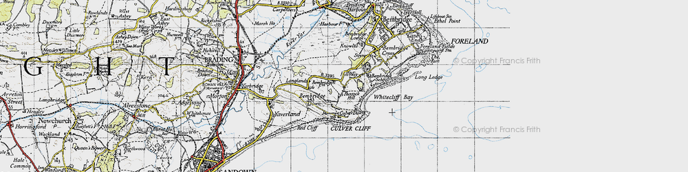 Old map of Culver Down in 1945