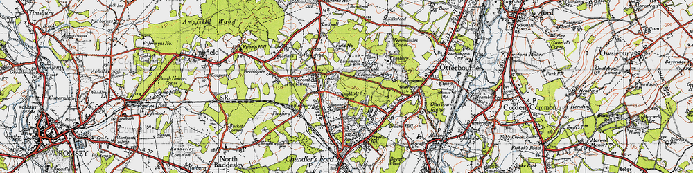 Old map of Hiltingbury in 1945