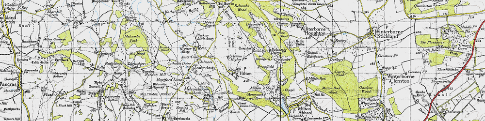 Old map of Hilton in 1945