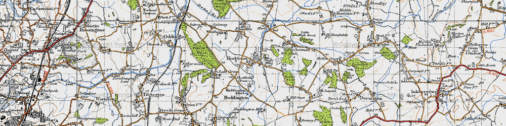 Old map of Himbleton in 1947
