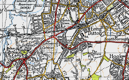 Old map of Hinchley Wood in 1945