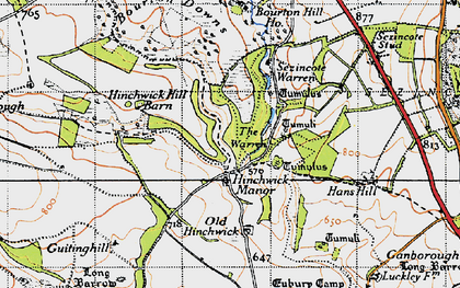 Old map of Bourton Downs in 1946