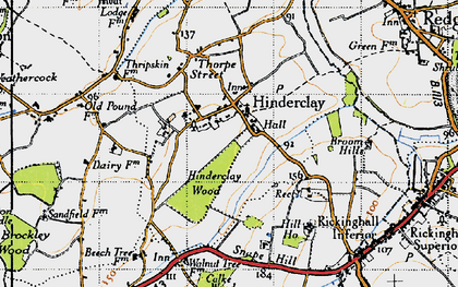 Old map of Hinderclay in 1946