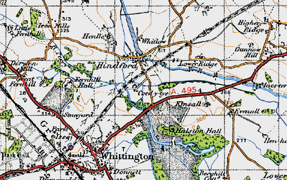 Old map of Hindford in 1947