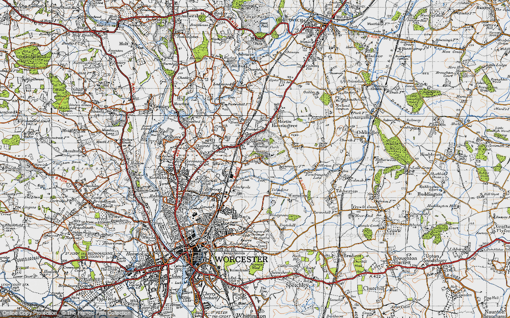 Old Map of Hindlip, 1947 in 1947