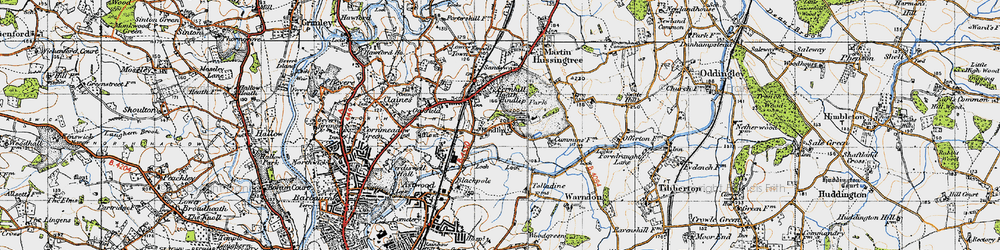 Old map of Hindlip in 1947
