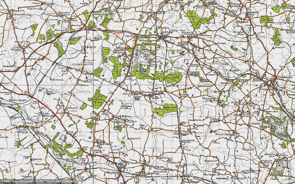 Old Map of Hindolveston, 1946 in 1946