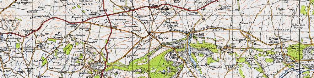 Old map of Hindon in 1940