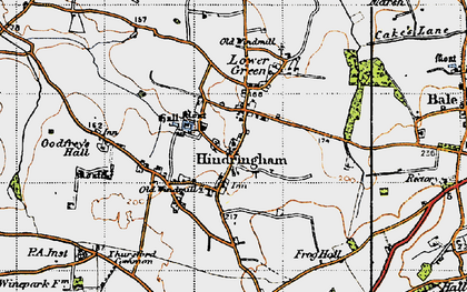 Old map of Hindringham in 1946