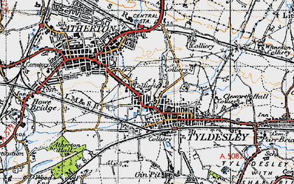 Old map of Hindsford in 1947
