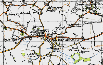 Old map of Hingham in 1946