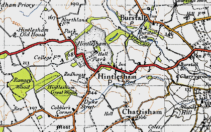 Old map of Hintlesham in 1946