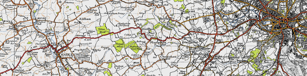 Old map of Hintlesham in 1946