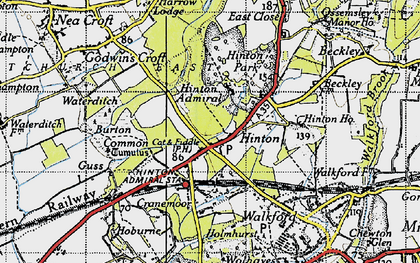 Old map of Hinton Admiral in 1940
