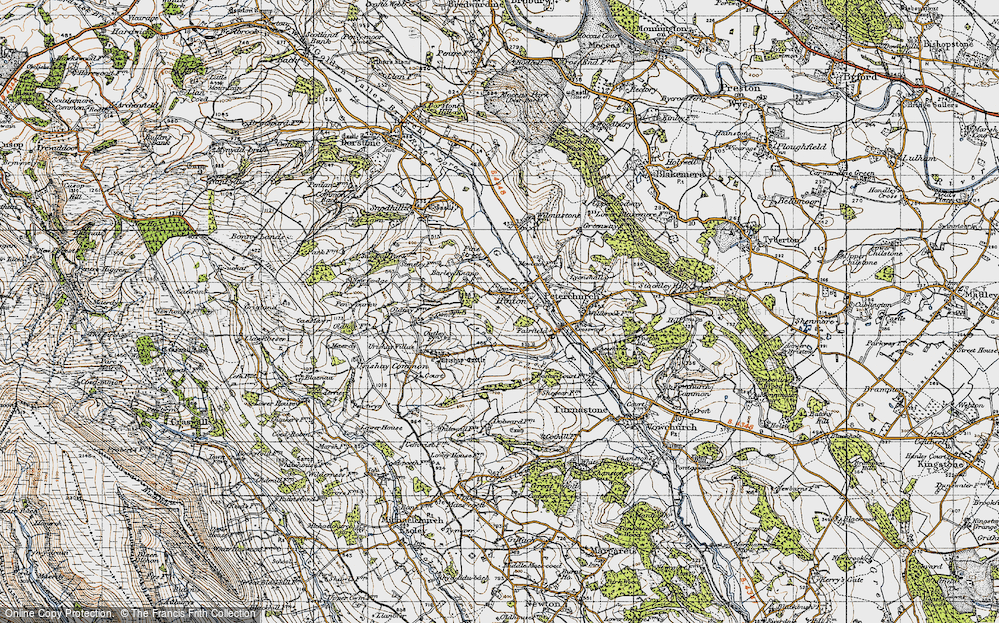 Old Map of Historic Map covering Urishay Castle in 1947