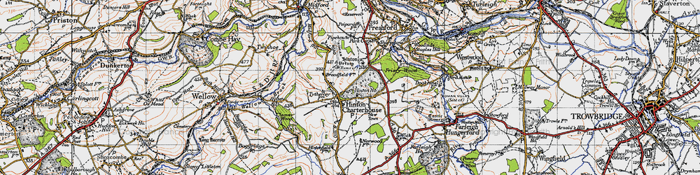 Old map of Hinton Charterhouse in 1946