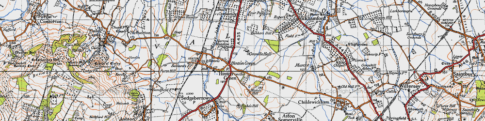 Old map of Hinton Cross in 1946