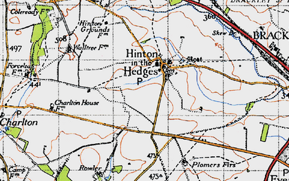 Old map of Hinton-in-the-Hedges in 1946