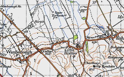 Old map of Hinton Parva in 1947