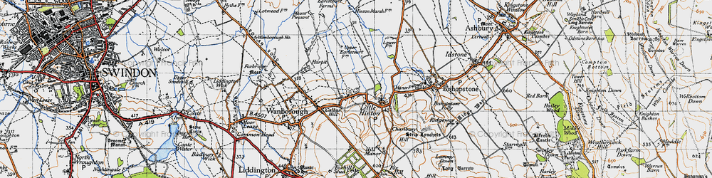 Old map of Hinton Parva in 1947