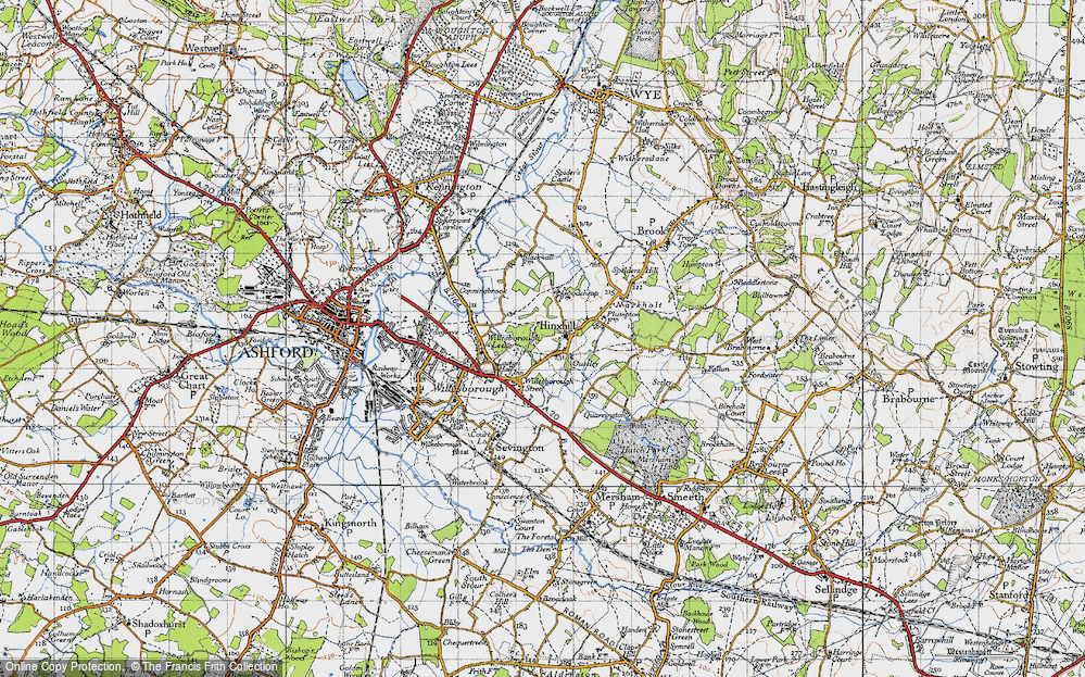 Old Map of Hinxhill, 1940 in 1940