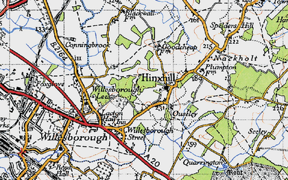Old map of Hinxhill in 1940