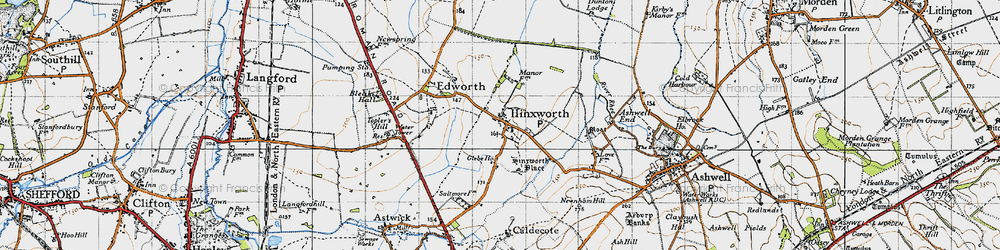 Old map of Hinxworth in 1946