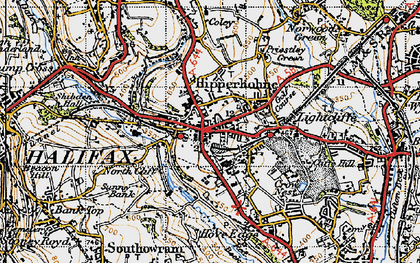 Old map of Hipperholme in 1947