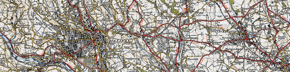Old map of Hipperholme in 1947